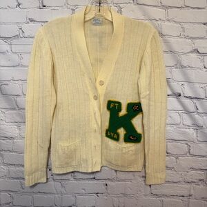 Vintage 70s 80s USA Cheer Cardigan Varsity Letter K Patch